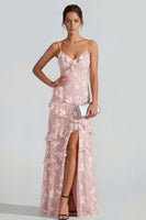 Load image into Gallery viewer, Lilac A Line Spaghetti Straps Floral Maxi Formal Dress with Ruffles