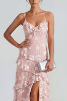 Load image into Gallery viewer, Lilac A Line Spaghetti Straps Floral Maxi Formal Dress with Ruffles