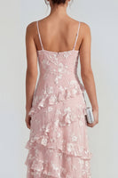 Load image into Gallery viewer, Lilac A Line Spaghetti Straps Floral Maxi Formal Dress with Ruffles