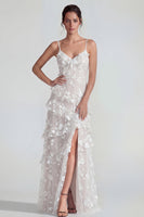 Load image into Gallery viewer, Lilac A Line Spaghetti Straps Floral Maxi Formal Dress with Ruffles