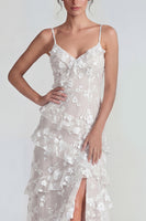 Load image into Gallery viewer, Lilac A Line Spaghetti Straps Floral Maxi Formal Dress with Ruffles