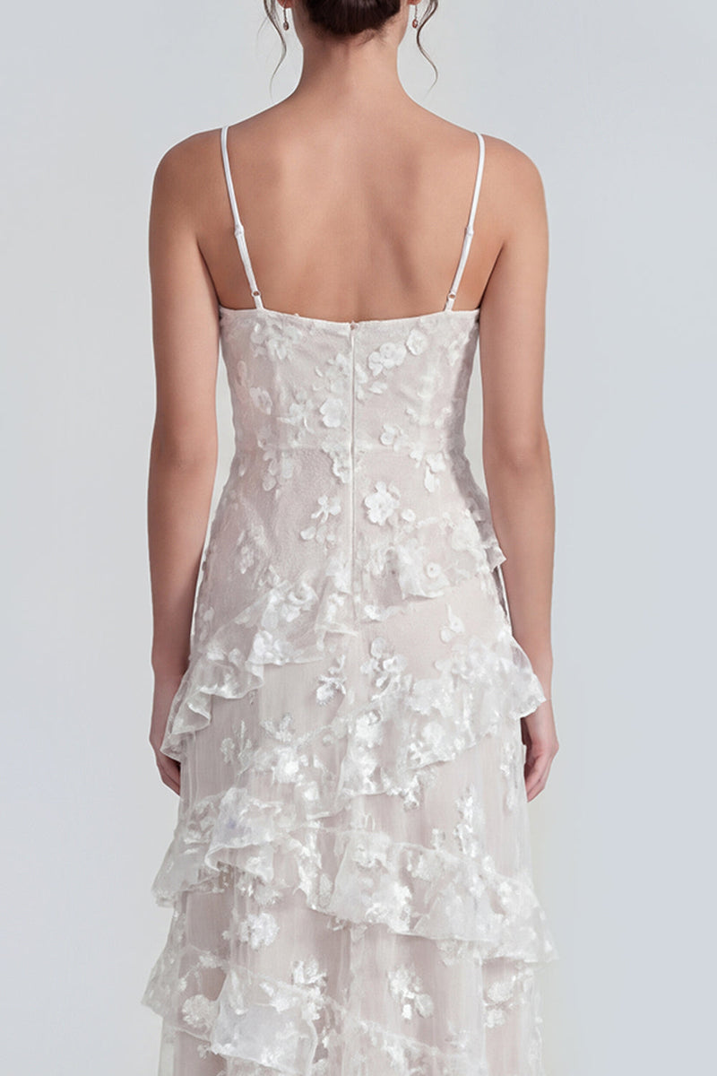Load image into Gallery viewer, Lilac A Line Spaghetti Straps Floral Maxi Formal Dress with Ruffles