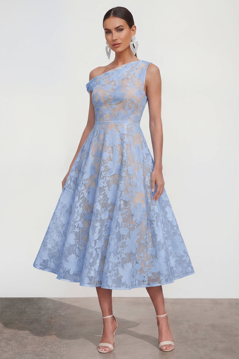 Load image into Gallery viewer, Pink Floral One Shoulder A Line Maxi Formal Dress