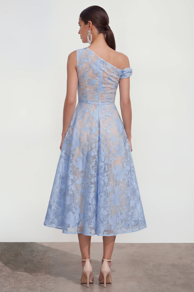 Load image into Gallery viewer, Pink Floral One Shoulder A Line Maxi Formal Dress