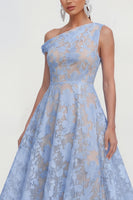 Load image into Gallery viewer, Pink Floral One Shoulder A Line Maxi Formal Dress