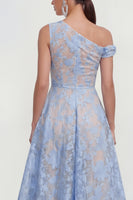 Load image into Gallery viewer, Pink Floral One Shoulder A Line Maxi Formal Dress