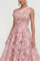 Load image into Gallery viewer, Pink Floral One Shoulder A Line Maxi Formal Dress