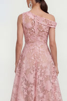 Load image into Gallery viewer, Pink Floral One Shoulder A Line Maxi Formal Dress