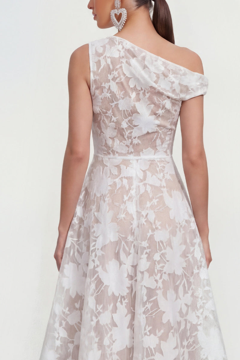 Load image into Gallery viewer, Pink Floral One Shoulder A Line Maxi Formal Dress