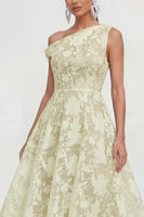 Load image into Gallery viewer, Pink Floral One Shoulder A Line Maxi Formal Dress