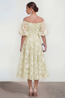 Load image into Gallery viewer, Pink Floral Puff Sleeves A Line Ruched Maxi Formal Dress