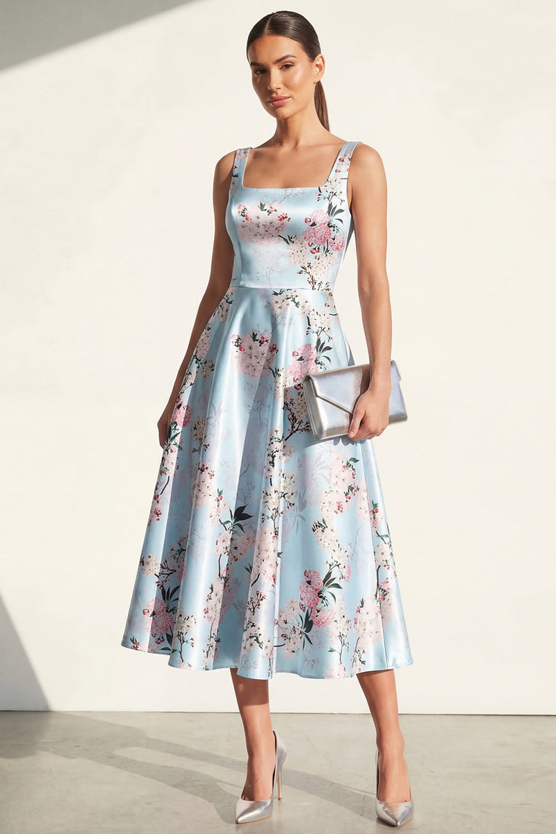 Load image into Gallery viewer, Pink Floral A Line Maxi Thick Straps Formal Dress
