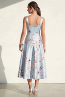 Load image into Gallery viewer, Pink Floral A Line Maxi Thick Straps Formal Dress