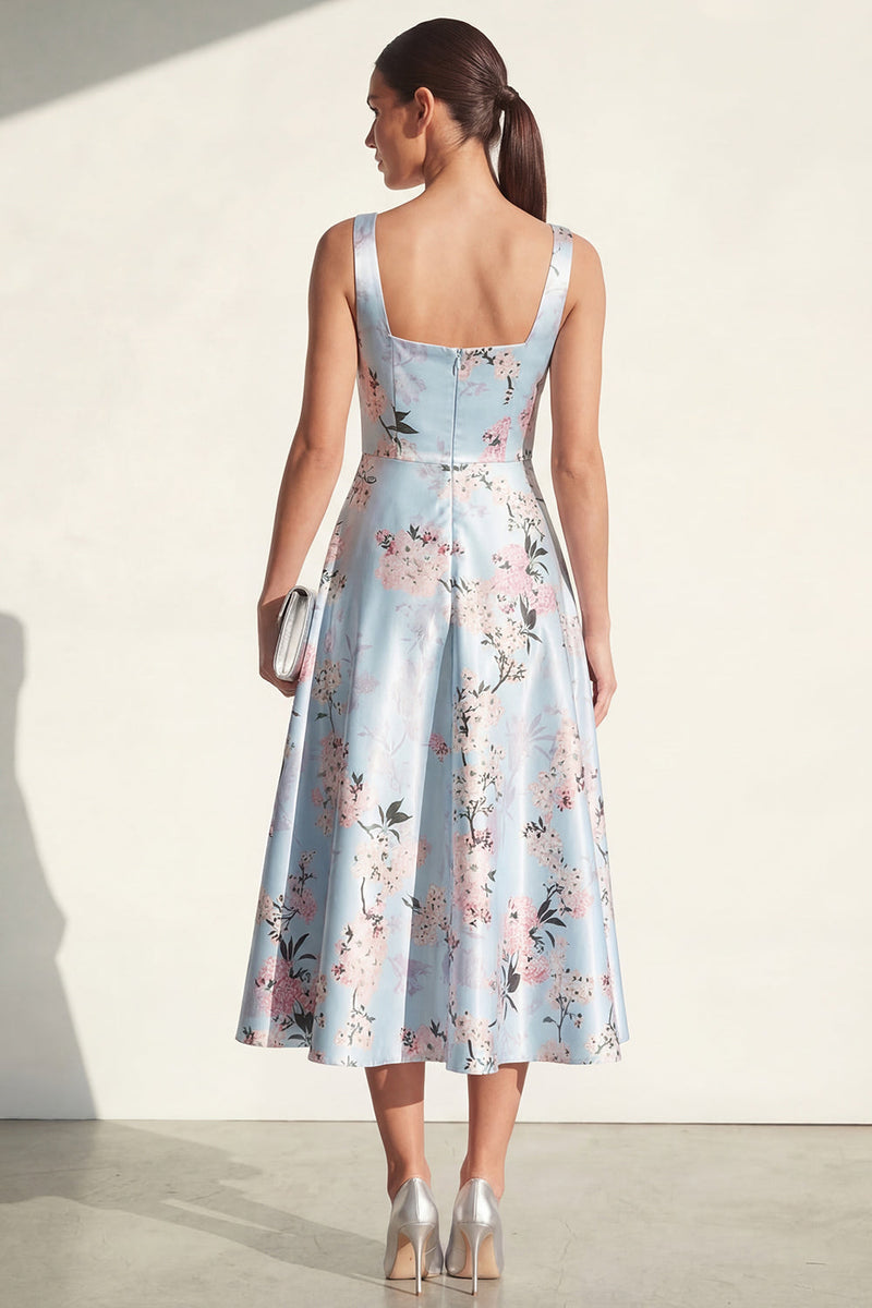 Load image into Gallery viewer, Pink Floral A Line Maxi Thick Straps Formal Dress