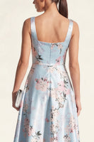 Load image into Gallery viewer, Pink Floral A Line Maxi Thick Straps Formal Dress