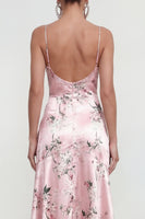 Load image into Gallery viewer, Pink Floral Spaghetti Straps A Line Long Formal Dress with Ruffles
