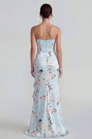 Load image into Gallery viewer, Pink Floral Corset Mermaid Long Formal Dress with Ruffles