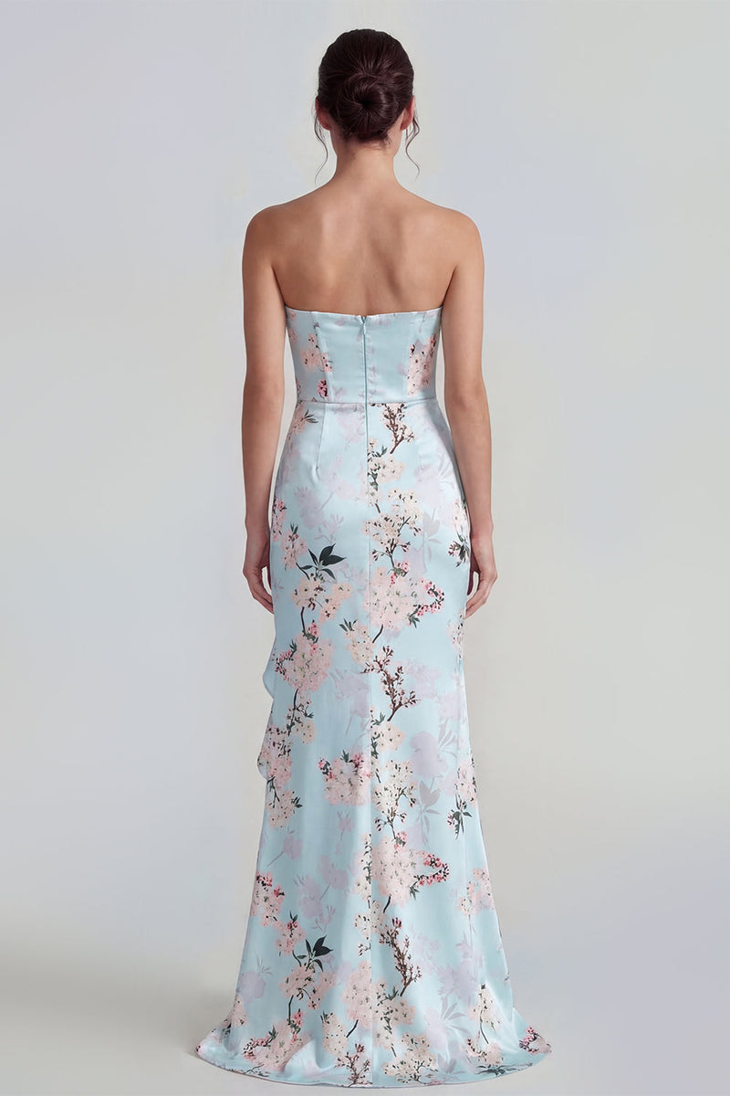 Load image into Gallery viewer, Pink Floral Corset Mermaid Long Formal Dress with Ruffles