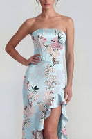 Load image into Gallery viewer, Pink Floral Corset Mermaid Long Formal Dress with Ruffles