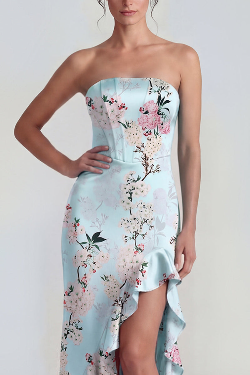 Load image into Gallery viewer, Pink Floral Corset Mermaid Long Formal Dress with Ruffles