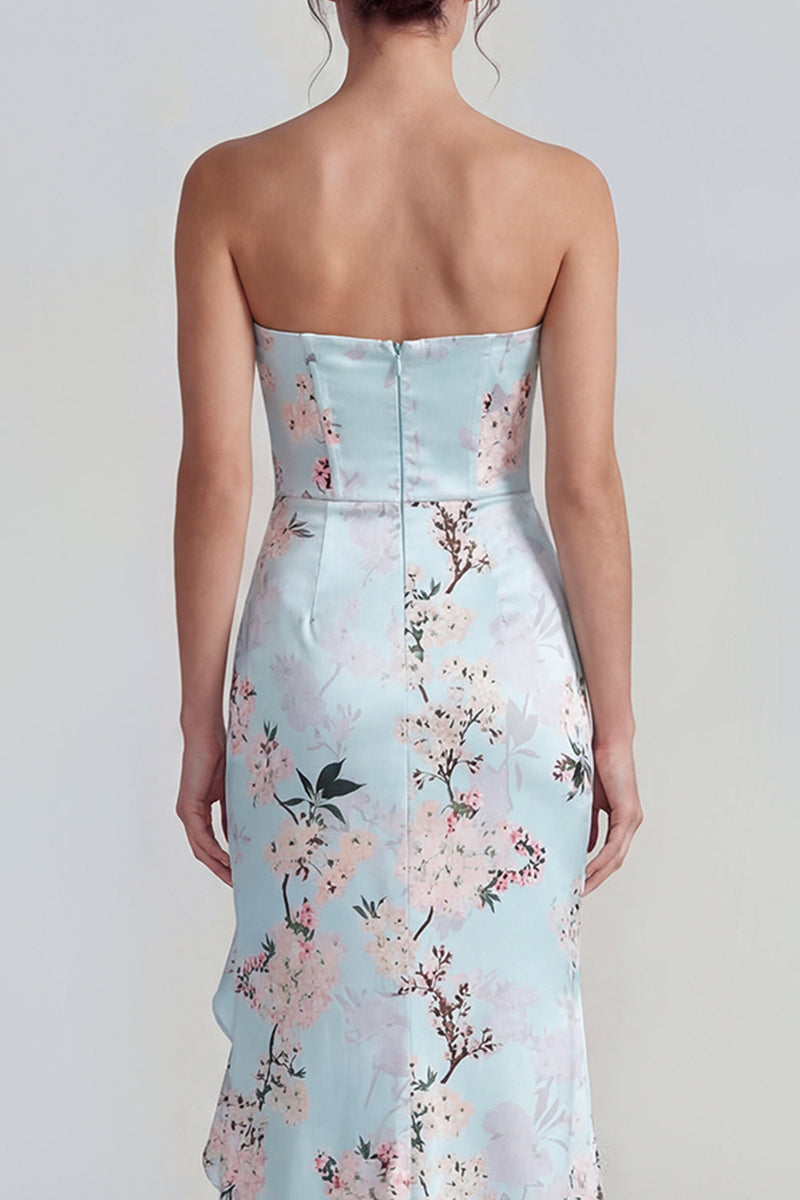 Load image into Gallery viewer, Pink Floral Corset Mermaid Long Formal Dress with Ruffles