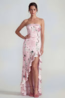 Load image into Gallery viewer, Pink Floral Corset Mermaid Long Formal Dress with Ruffles