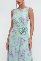 Load image into Gallery viewer, Blue Pink Flower Maxi Sheath Formal Dress with Ruffles