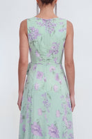 Load image into Gallery viewer, Blue Pink Flower Maxi Sheath Formal Dress with Ruffles