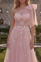 Load image into Gallery viewer, Floral Sparkly Blue Beaded A Line Long Formal Dress with Bow