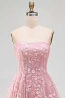 Load image into Gallery viewer, Strapless Sparkly Blue Floral Beaded A Line Long Formal Dress