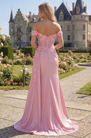 Load image into Gallery viewer, Floral Pink Ruched Mermaid Long Corset Formal Dress with Side Cape