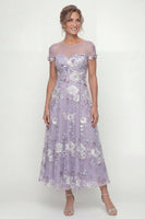 Load image into Gallery viewer, Dusty Purple Floral A Line Maxi Mother of the Bride Dress