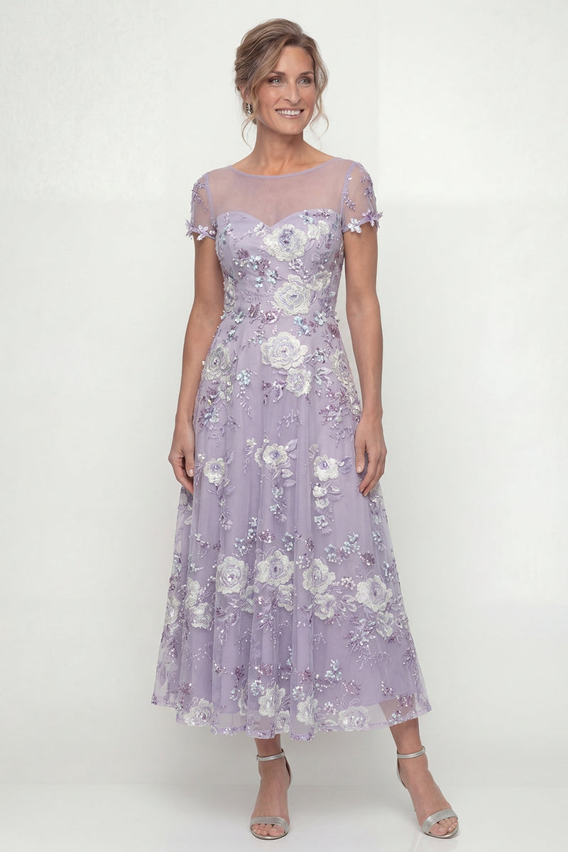 Load image into Gallery viewer, Dusty Purple Floral A Line Maxi Mother of the Bride Dress