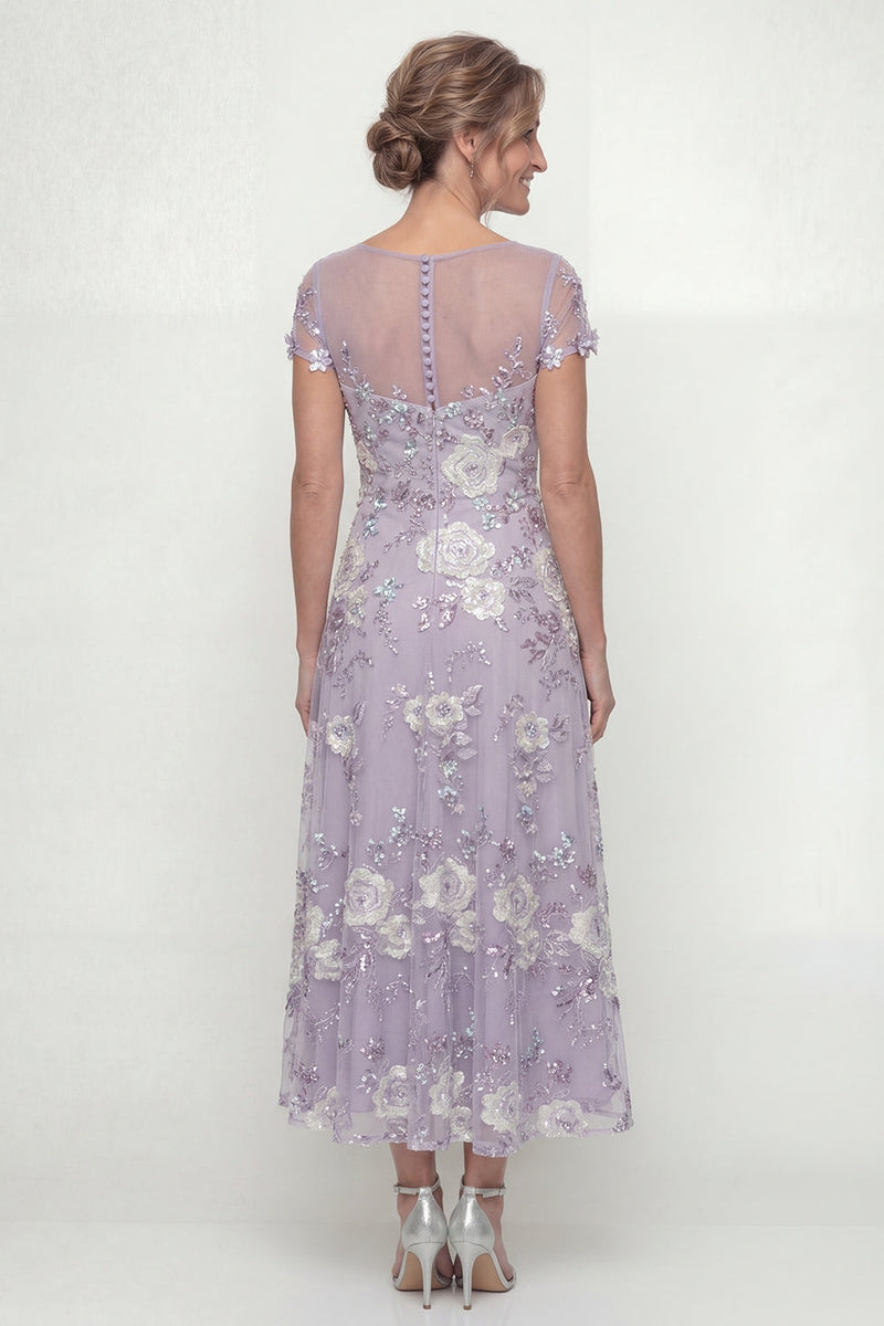 Load image into Gallery viewer, Dusty Purple Floral A Line Maxi Mother of the Bride Dress