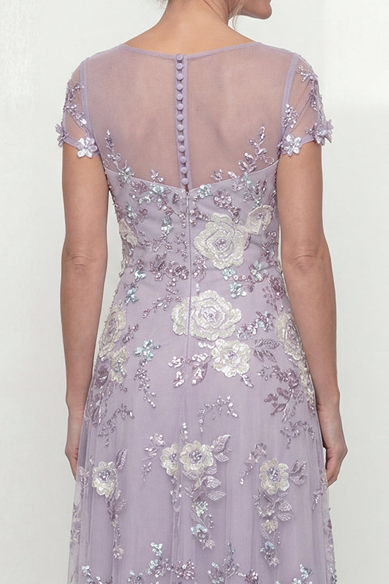 Load image into Gallery viewer, Dusty Purple Floral A Line Maxi Mother of the Bride Dress