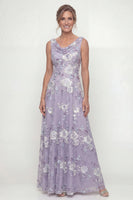 Load image into Gallery viewer, Dusty Purple Long Floral A Line Mother of the Bride Dress