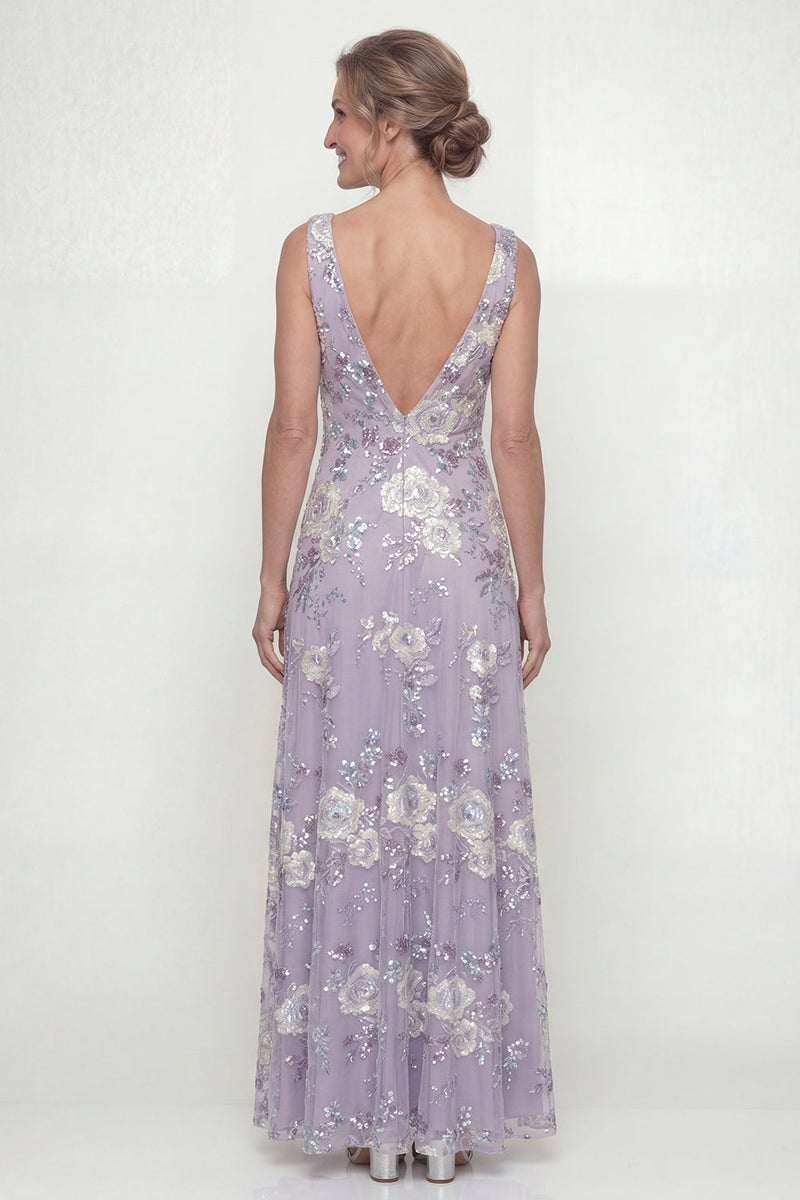 Load image into Gallery viewer, Dusty Purple Long Floral A Line Mother of the Bride Dress