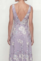 Load image into Gallery viewer, Dusty Purple Long Floral A Line Mother of the Bride Dress