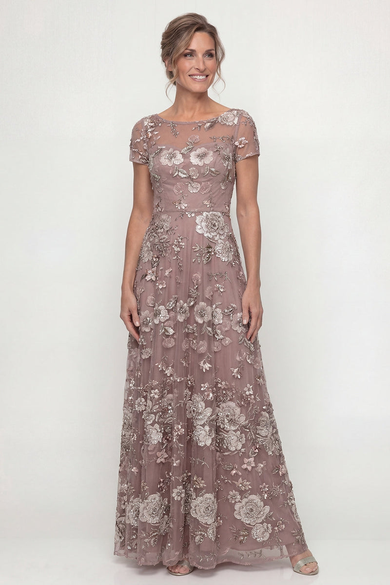 Load image into Gallery viewer, Dusty Rose A Line Floral Long Mother of the Bride Dress