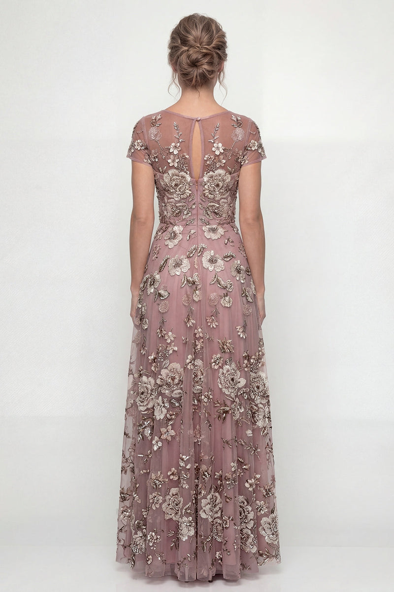 Load image into Gallery viewer, Dusty Rose A Line Floral Long Mother of the Bride Dress