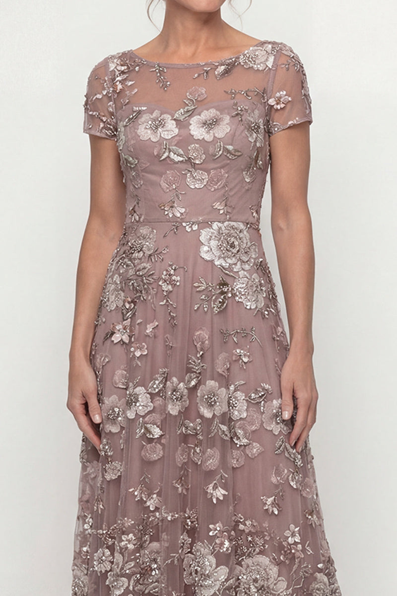 Load image into Gallery viewer, Dusty Rose A Line Floral Long Mother of the Bride Dress