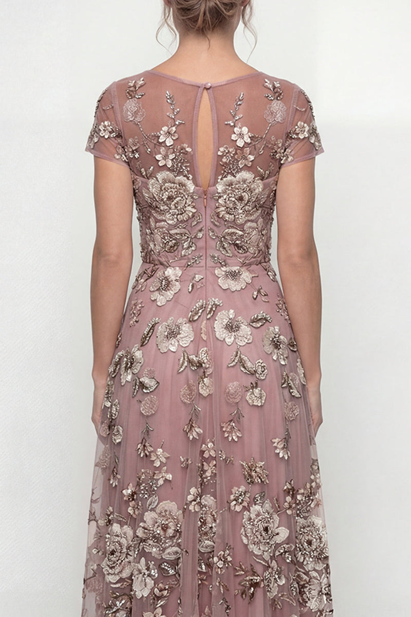 Load image into Gallery viewer, Dusty Rose A Line Floral Long Mother of the Bride Dress