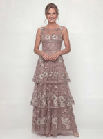Load image into Gallery viewer, Dusty Rose A Line Floral Long Mother of the Bride Dress with Ruffles