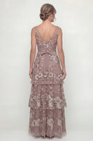 Load image into Gallery viewer, Dusty Rose A Line Floral Long Mother of the Bride Dress with Ruffles