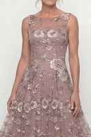 Load image into Gallery viewer, Dusty Rose A Line Long Floral Mother of the Bride Dress with Beading