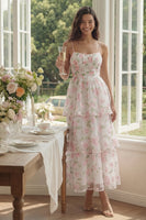 Load image into Gallery viewer, Yellow A Line Floral Long Corset Formal Dress with Ruffles