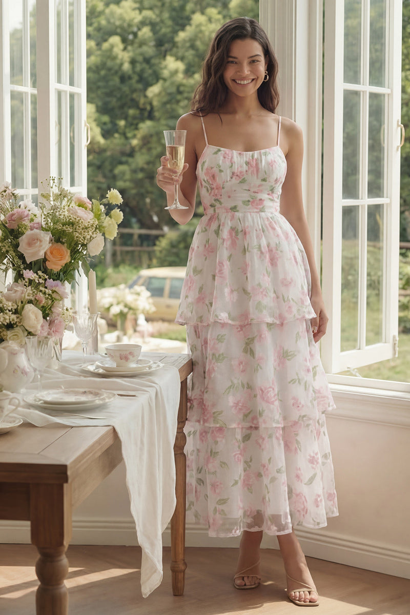 Load image into Gallery viewer, Yellow A Line Floral Long Corset Formal Dress with Ruffles