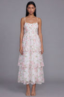 Load image into Gallery viewer, Yellow A Line Floral Long Corset Formal Dress with Ruffles