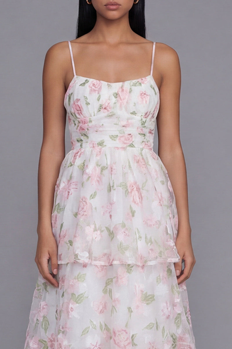Load image into Gallery viewer, Yellow A Line Floral Long Corset Formal Dress with Ruffles