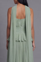 Load image into Gallery viewer, Dusty Sage A Line Maxi Ruffled Formal Dress with Pleats